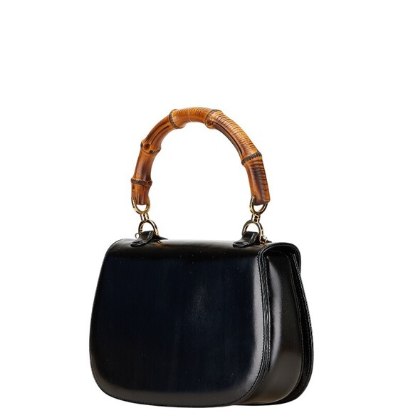 Gucci Bamboo Shoulder Bag Black Brown Leather - Picture 2 of 8